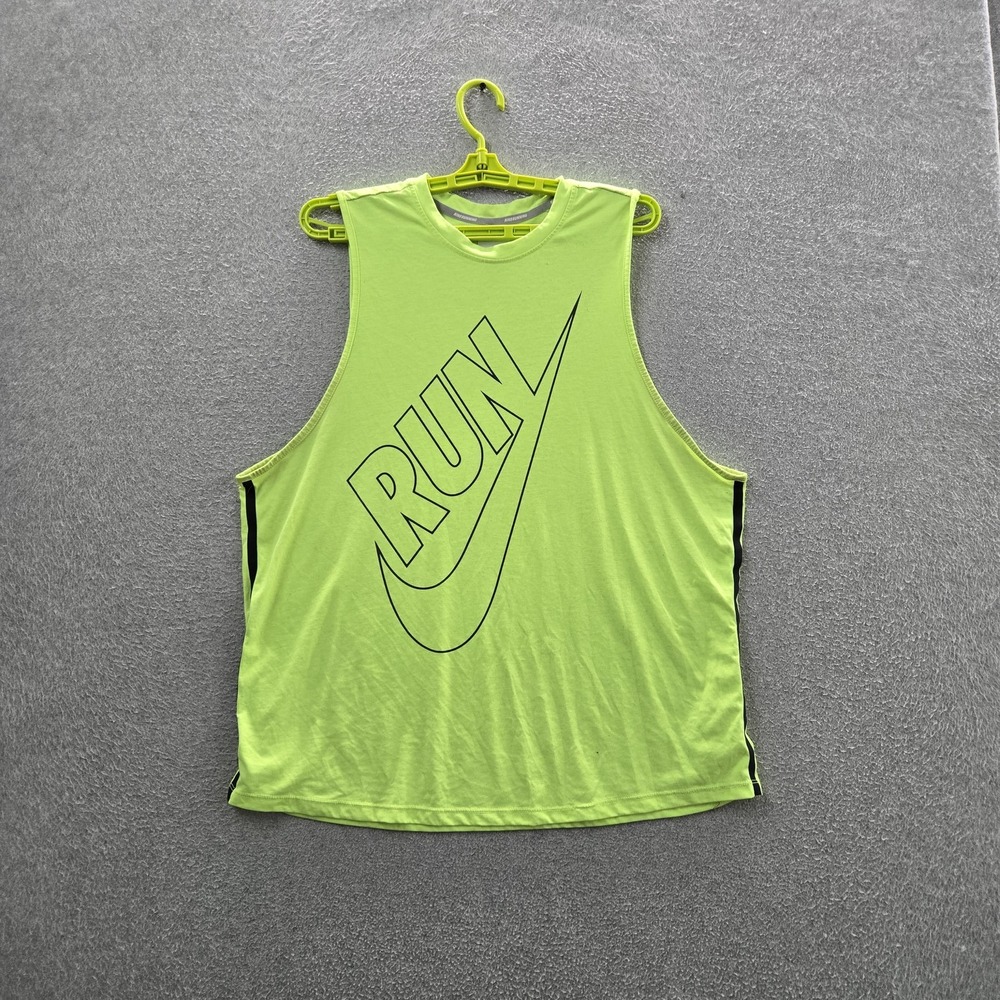 Nike Women Tank Top XL Green Graphic Swoosh Dri-Fit Logo Oversized Relaxed